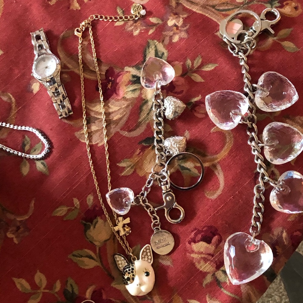 Betsy Johnson French Bulldog Necklace & misc items
